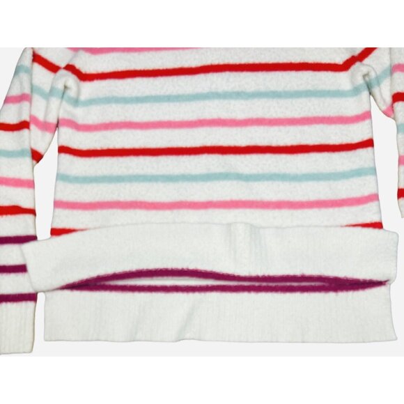 EUC Crewcuts Girls Sweater Fuzzy Cream W/ Colorful Stripes Sz L (10-11) ($70) - Picture 3 of 4